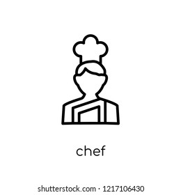 Chef icon. Trendy modern flat linear vector Chef icon on white background from thin line Professions collection, editable outline stroke vector illustration