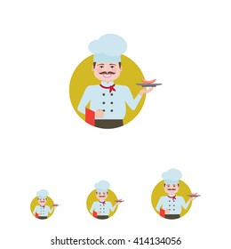 Chef icon. Vector flat design. Icon for presentation, training, marketing, design, web. Can be used for creative template, logo, sign, craft. Isolated on white background.