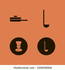 chef icon. chef vector icons set pan, chef and ladle spoon