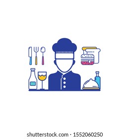 Chef icon vector with line design, simple, modern and trendy for your icon