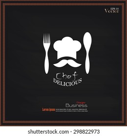 chef icon.Chef icon with spoon and fork on chalkboard.Chef symbol.vector illustration.