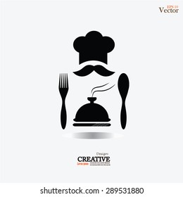 chef icon.Chef icon with spoon and fork.Chef symbol.vector illustration.