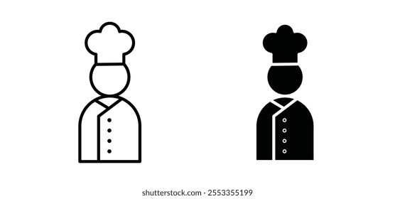 Chef icons in black filled and outlined style