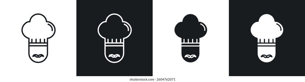 chef icons in flat and linear vector illustration on white background.