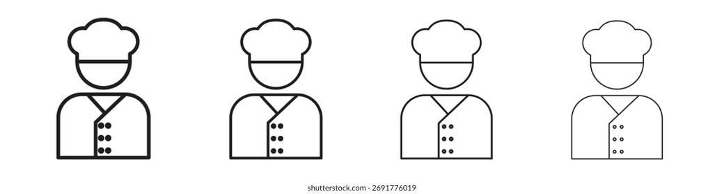 Ícones Chef ilustrações coleção em fundo branco. Gráficos de vetor perfeitos com pixel