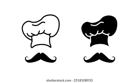 Chef icons. Linear and silhouette style. Vector icons.