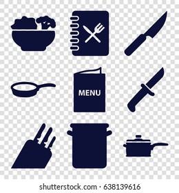 Chef icons set. set of 9 chef filled icons such as menu, food, pan