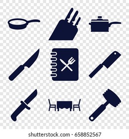 Chef icons set. set of 9 chef filled icons such as menu, restaurant table, pan, knife