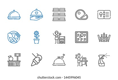 chef icons set. Collection of chef with tools and utensils, food and restaurant, dinner, menu, homemade, pot, food, steaks, dishes. Editable and scalable chef icons.