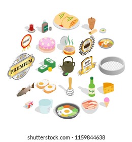 Chef icons set. Isometric set of 25 chef vector icons for web isolated on white background