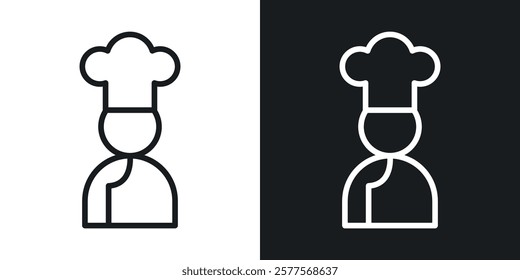 Chef icons in thin black and white stroke liner style