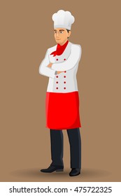 chef illustration, with arms crossed poses, isolated on white background