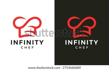 Chef illustration logo template design. Chef hat icon vector logo with an infinity sign symbol.