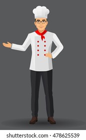 Chef illustration on standing position. design template elements for your brochure, banner and web.