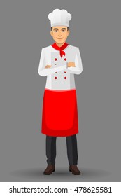 Chef illustration on standing position. design template elements for your brochure, banner and web.