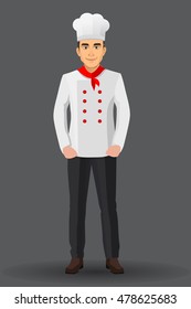 Chef illustration on standing position. design template elements for your brochure, banner and web.