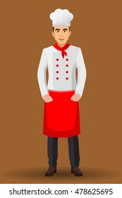 Chef illustration on standing position. design template elements for your brochure, banner and web.