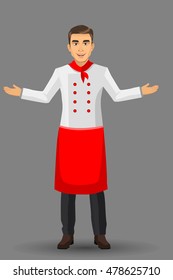 Chef illustration on standing position. design template elements for your brochure, banner and web.