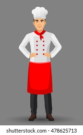 Chef illustration on standing position. design template elements for your brochure, banner and web.