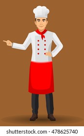 Chef illustration on standing position. design template elements for your brochure, banner and web.