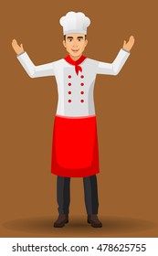 Chef illustration on standing position. design template elements for your brochure, banner and web.