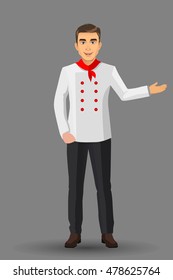 Chef illustration on standing position. design template elements for your brochure, banner and web.