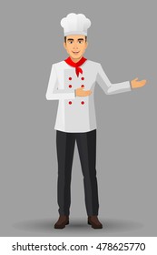 Chef illustration on standing position. design template elements for your brochure, banner and web.