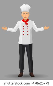 Chef illustration on standing position. design template elements for your brochure, banner and web.