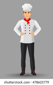 Chef illustration on standing position. design template elements for your brochure, banner and web.