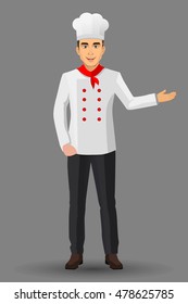 Chef illustration on standing position. design template elements for your brochure, banner and web.