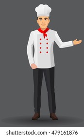 Chef illustration on standing position. design template elements for your brochure, banner and web.