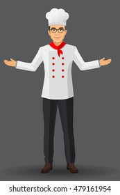 Chef illustration on standing position. design template elements for your brochure, banner and web.