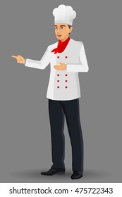 chef illustration, with standing position isolated on white background