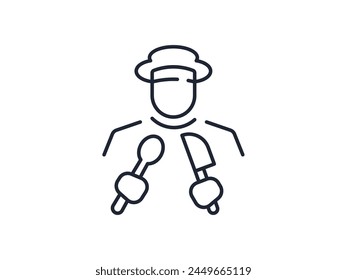 Chef Isolated Vector Picture for Banners, Infographics, Books. Editable stroke for different purpose