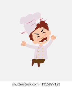 Chef jumps angry.