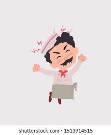 Chef jumps; he is angry.