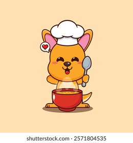 chef kangaroo mascot cartoon character with soup.
chef animal cartoon vector illustration suitable for for poster, brochure, web, mascot, sticker, logo, icon, etc.