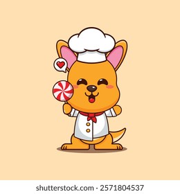 chef kangaroo mascot cartoon character holding candy.
chef animal cartoon vector illustration suitable for for poster, brochure, web, mascot, sticker, logo, icon, etc.