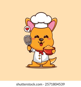 chef kangaroo mascot cartoon character with cake dough.
chef animal cartoon vector illustration suitable for for poster, brochure, web, mascot, sticker, logo, icon, etc.