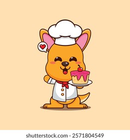 chef kangaroo mascot cartoon character with cake.
chef animal cartoon vector illustration suitable for for poster, brochure, web, mascot, sticker, logo, icon, etc.