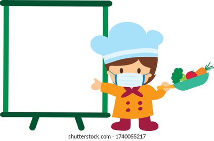 Chef con tablero de mensajes de máscara. Vector modificable. Disponible en 5 diseños.