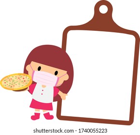 Chef kid with mask message board. Editable vector.Available in 5 designs.