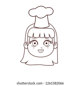 Chef kid smiling face brown lines
