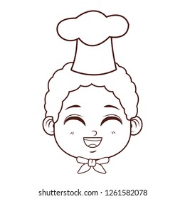 Chef kid smiling face brown lines