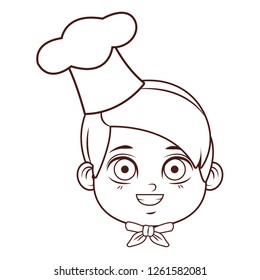 Chef kid smiling face brown lines
