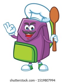 chef kids bag cartoon mascot character design vector