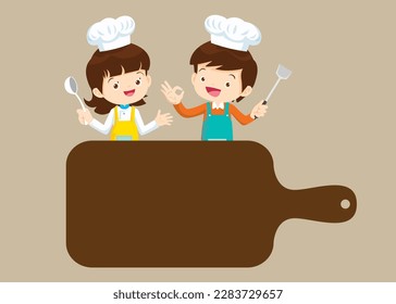 Chef Kids Cooking class design template.Cute little chef cooking meal menu,board,poster,banner,certificate