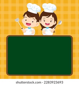 Plantilla de diseño de clase Chef Kids Cooking.Pequeño menú de cocina del chef, pizarra, afiche, pancarta, certificado