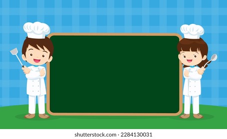 Chef Kids Cooking class design template.Cute little chef cooking meal menu,board,poster,banner,certificate