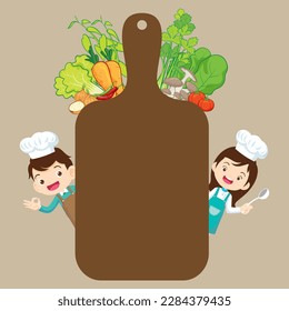 Chef Kids Cooking class design template.Cute little chef cooking meal menu,board,poster,banner,certificate